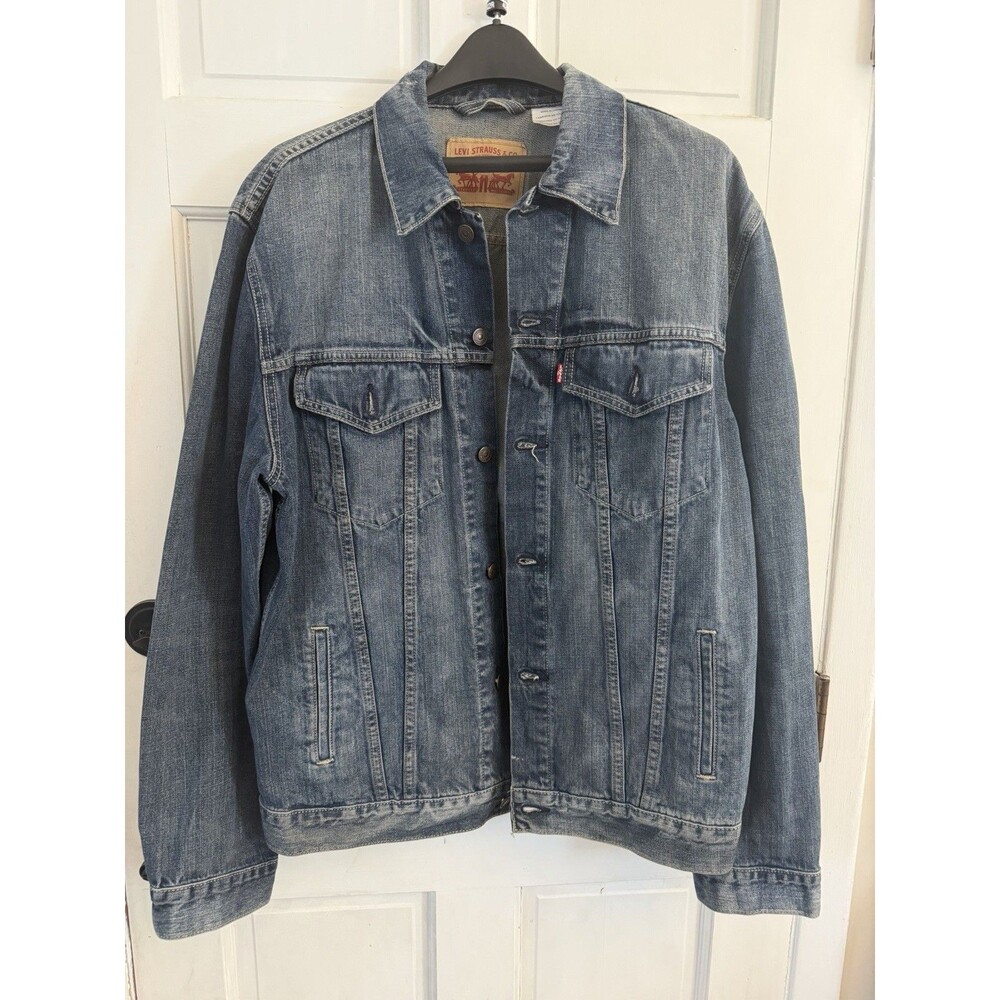 Levi Denim Jacket Western 4 Pocket Light Wash Trucker Workwear XL